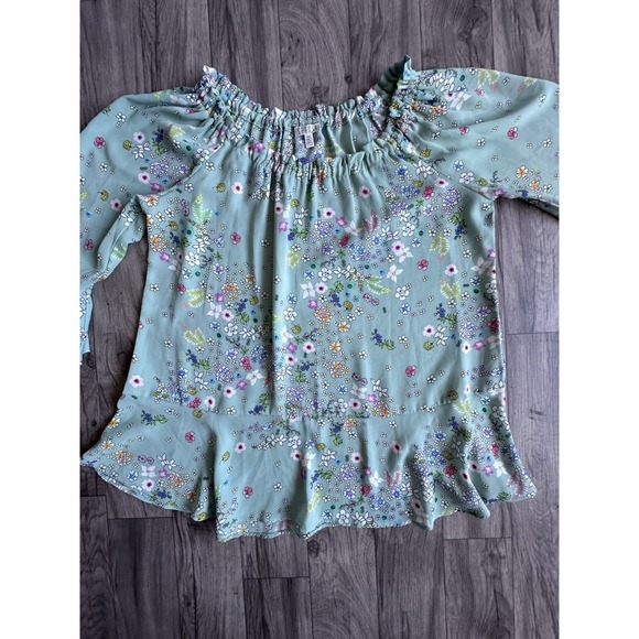Spense Floral Blouse – Women's Size M – Mint Green Boho Top - Picture 10 of 12